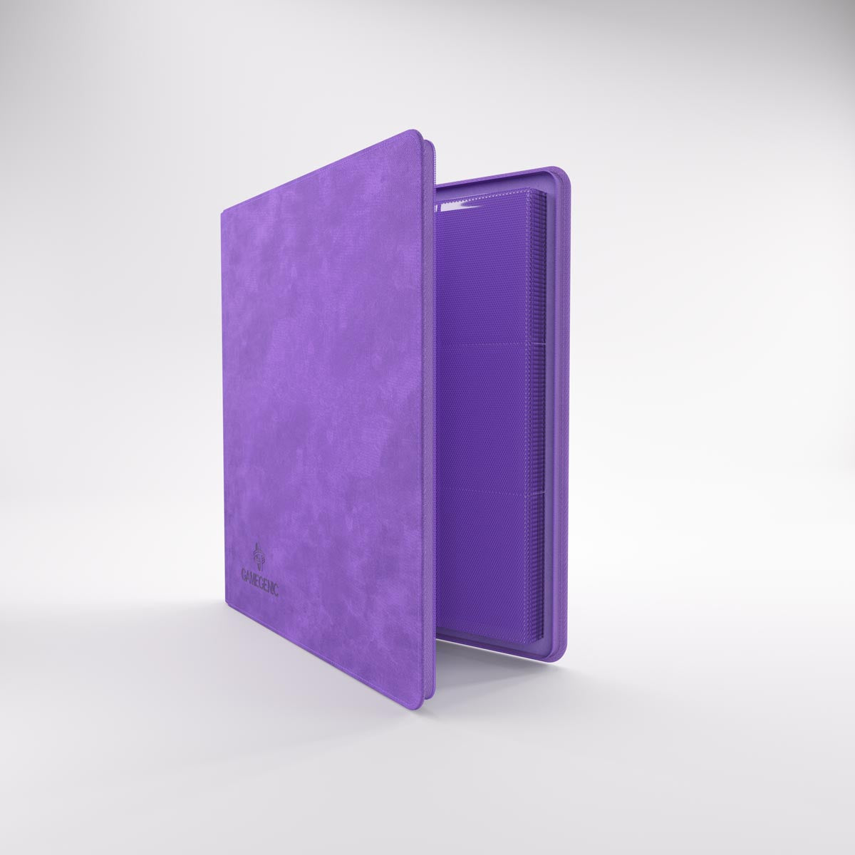 Gamegenic Zip-Up album open to textured pages for trading cards