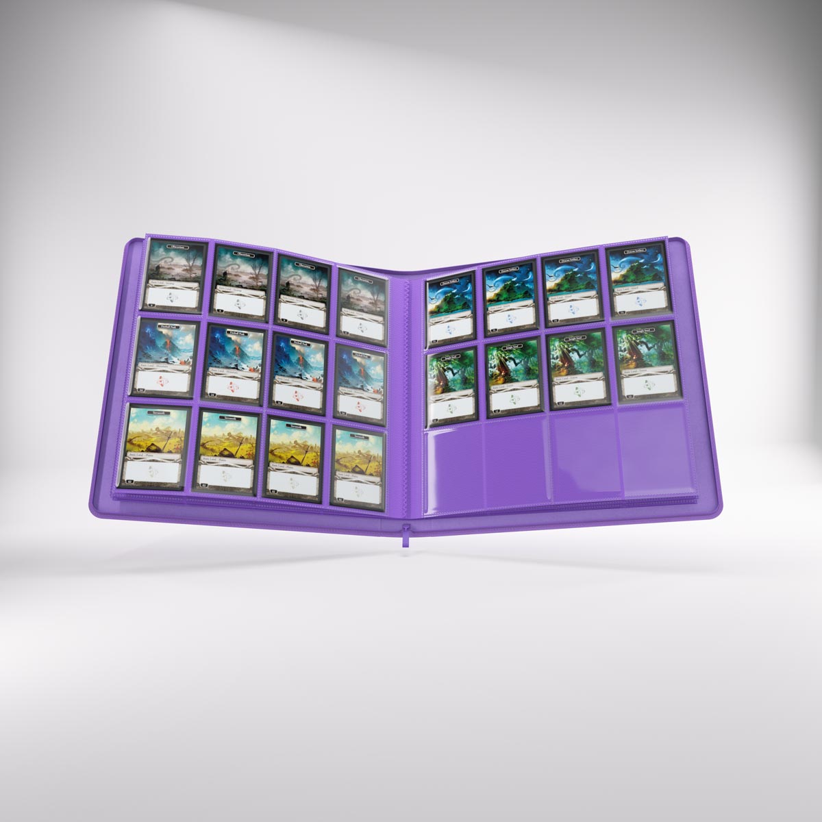 Open Zip-Up album displaying multiple collectible cards in sleeves