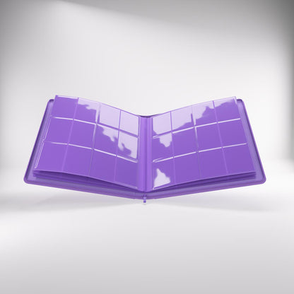 Open Zip-Up album with clear plastic pages featuring multiple pockets for storing trading cards or photos, displayed against a light background