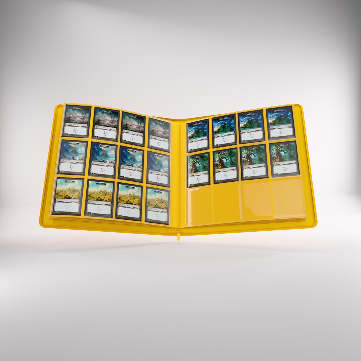 Open Zip-Up album displaying multiple collectible cards in sleeves