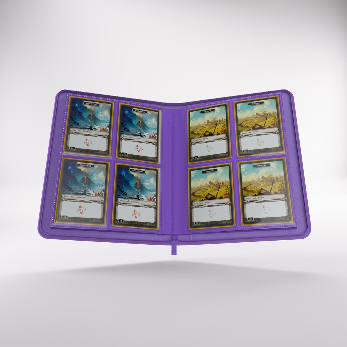 Open Zip-Up album displaying multiple collectible cards in sleeves