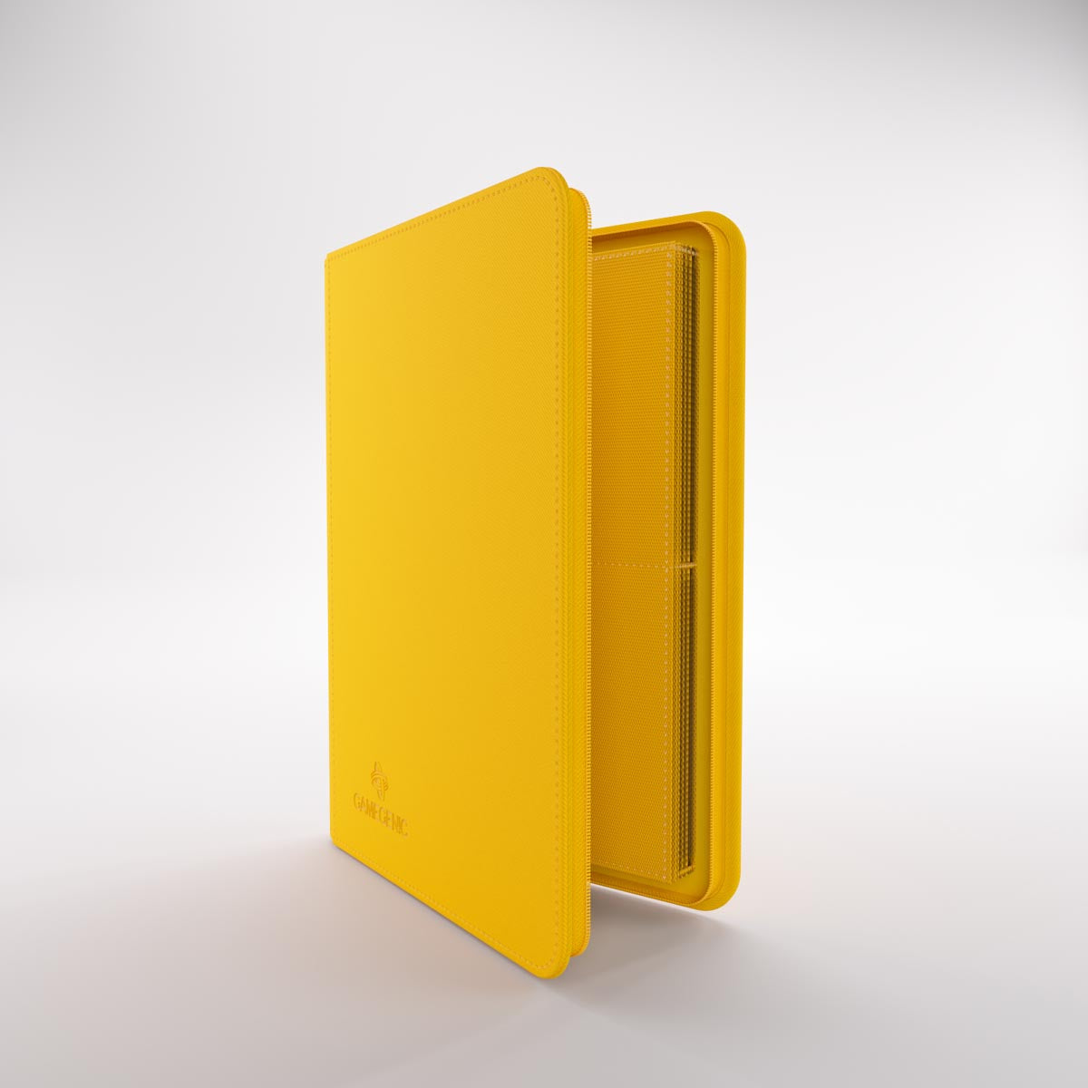 Gamegenic Zip-Up album open to textured pages for trading cards