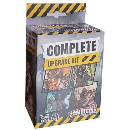 A Zombicide 2nd Edition Complete Upgrade Kit box, featuring character art and hazard stripes