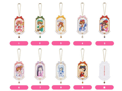 Cardcaptor Sakura 25th Anniversary collectible acrylic keychain set featuring various characters in ornate frame designs