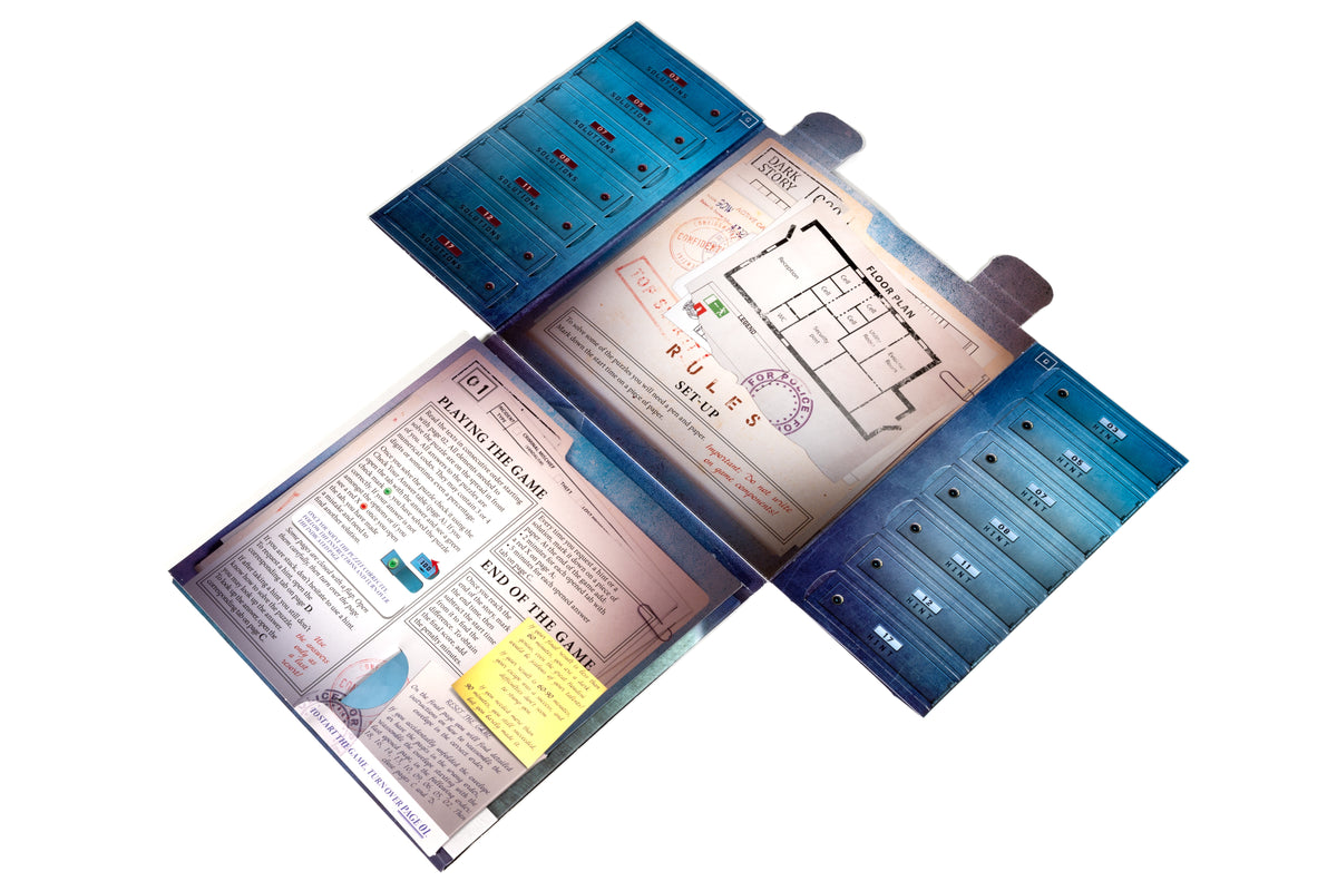 Full layout of Unfold: Dark Story game unfolded for play