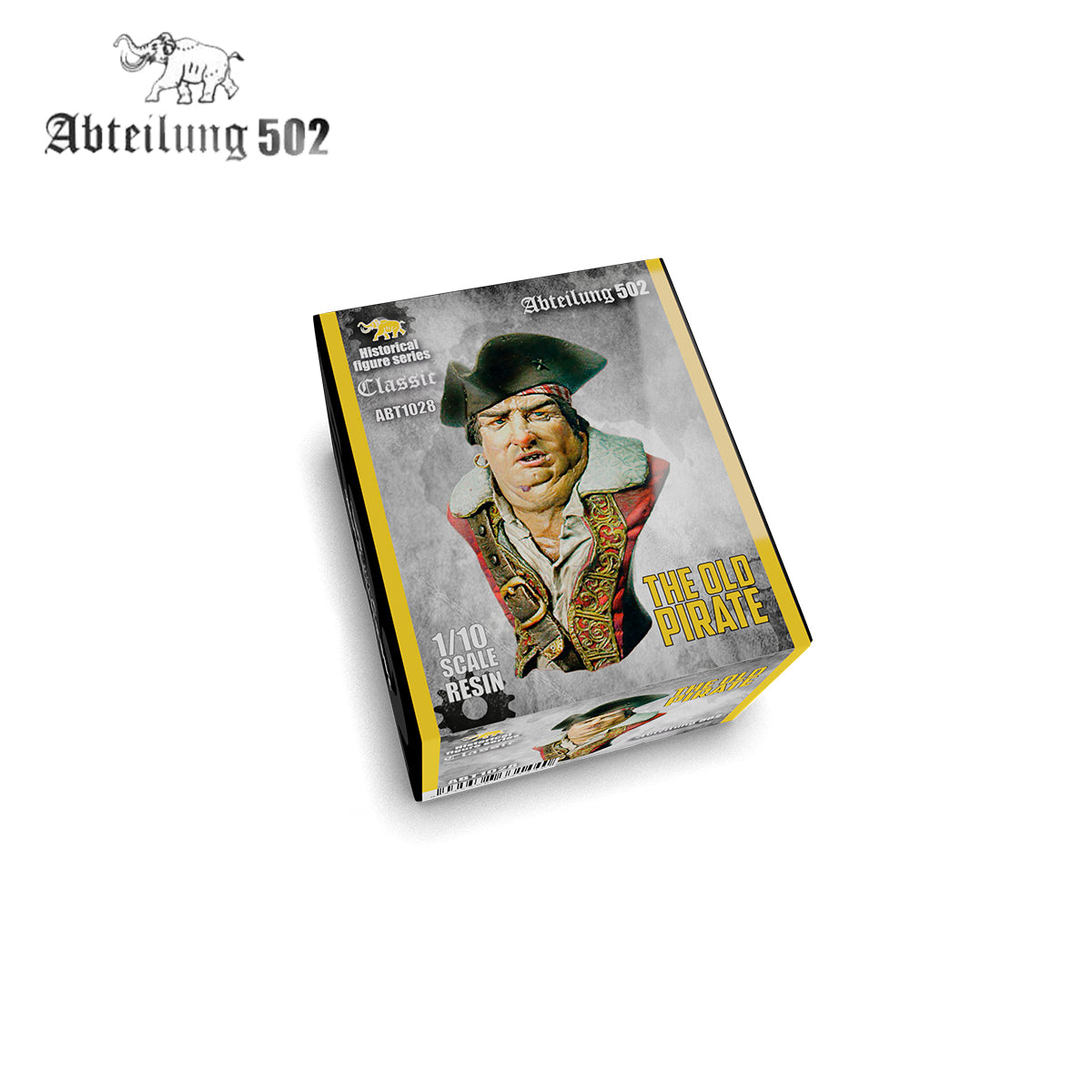 Abteilung 502 Classic Historical Figure Series The Old Pirate 1/10 scale resin bust model kit featuring a detailed pirate with red coat and tricorne hat