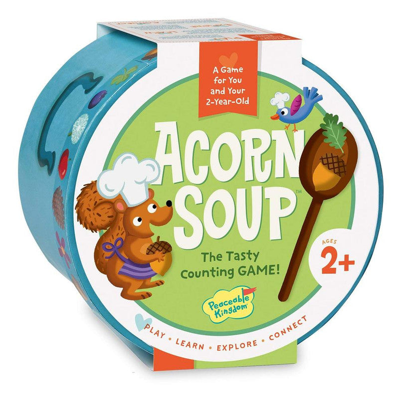 Peaceable Kingdom Acorn Soup Game ages 2+ circular box