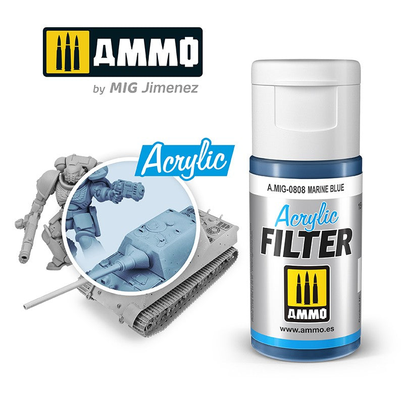Ammo by Mig Acrylic Filter 15ml - Marine Blue - Good Games