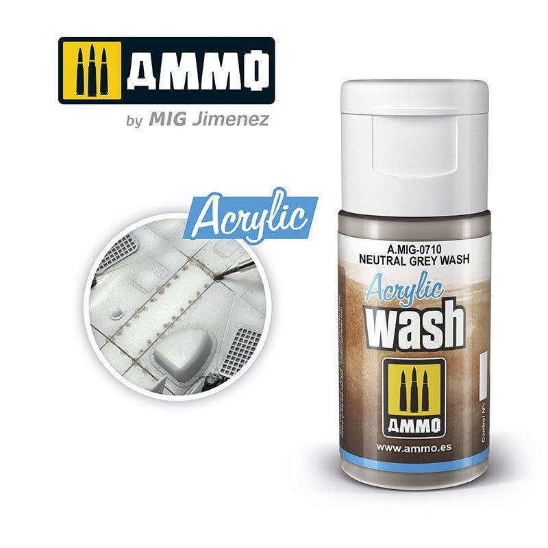 Ammo by MIG Acrylic Washes 15ml - Neutral Grey Wash - Good Games