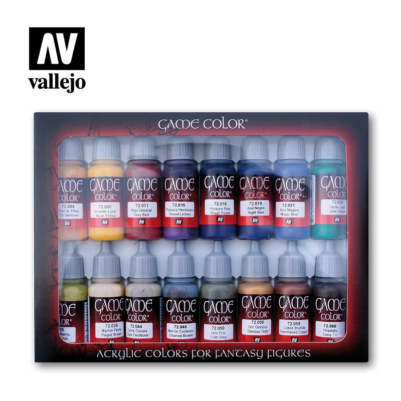 Vallejo Game colour paint set with 16 acrylic paint bottles for fantasy figures