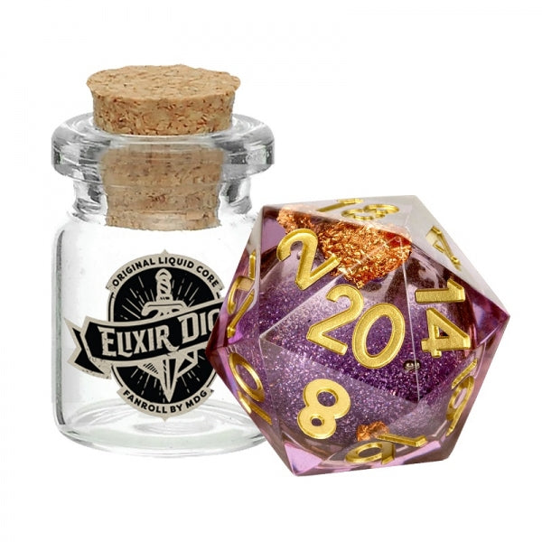 Metallic Dice Games - Individual d20 Elixir Liquid Core Dice: Aether Abstract - Good Games