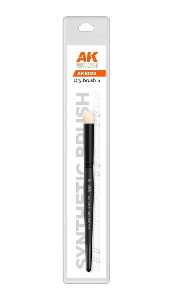 AK Brush AKB023 Dry brush S. Black synthetic hobby paint brush sealed in retail packaging