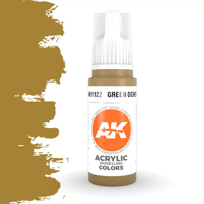 AK Interactive 3 Generation Acrylic Modeling Paint 17ml - Green Ocher - Good Games