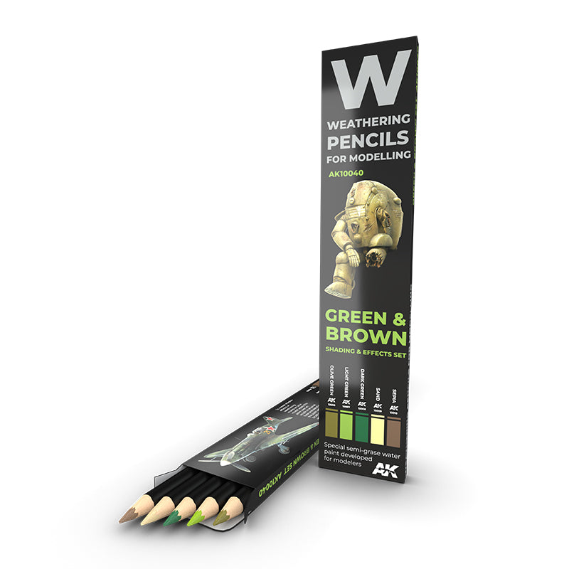 AK Interactive Green & Brown weathering pencil set for modelling