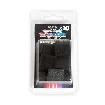 Pack of 10 black 25mm square wargame bases from AK Interactive Wargame