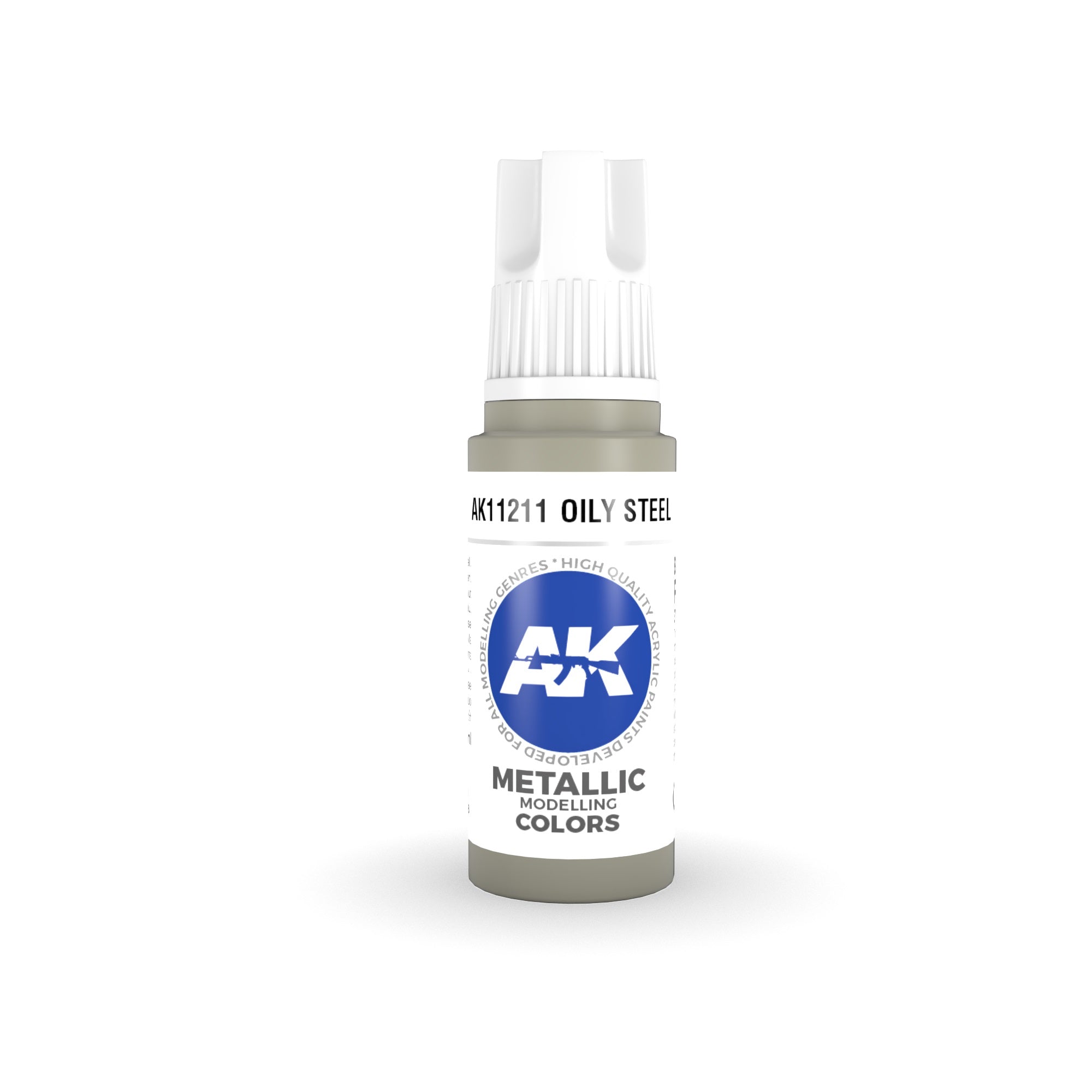 AK Interactive 3 Gen Acrylic Model Paints 17ml - Oily Steel - Good Games