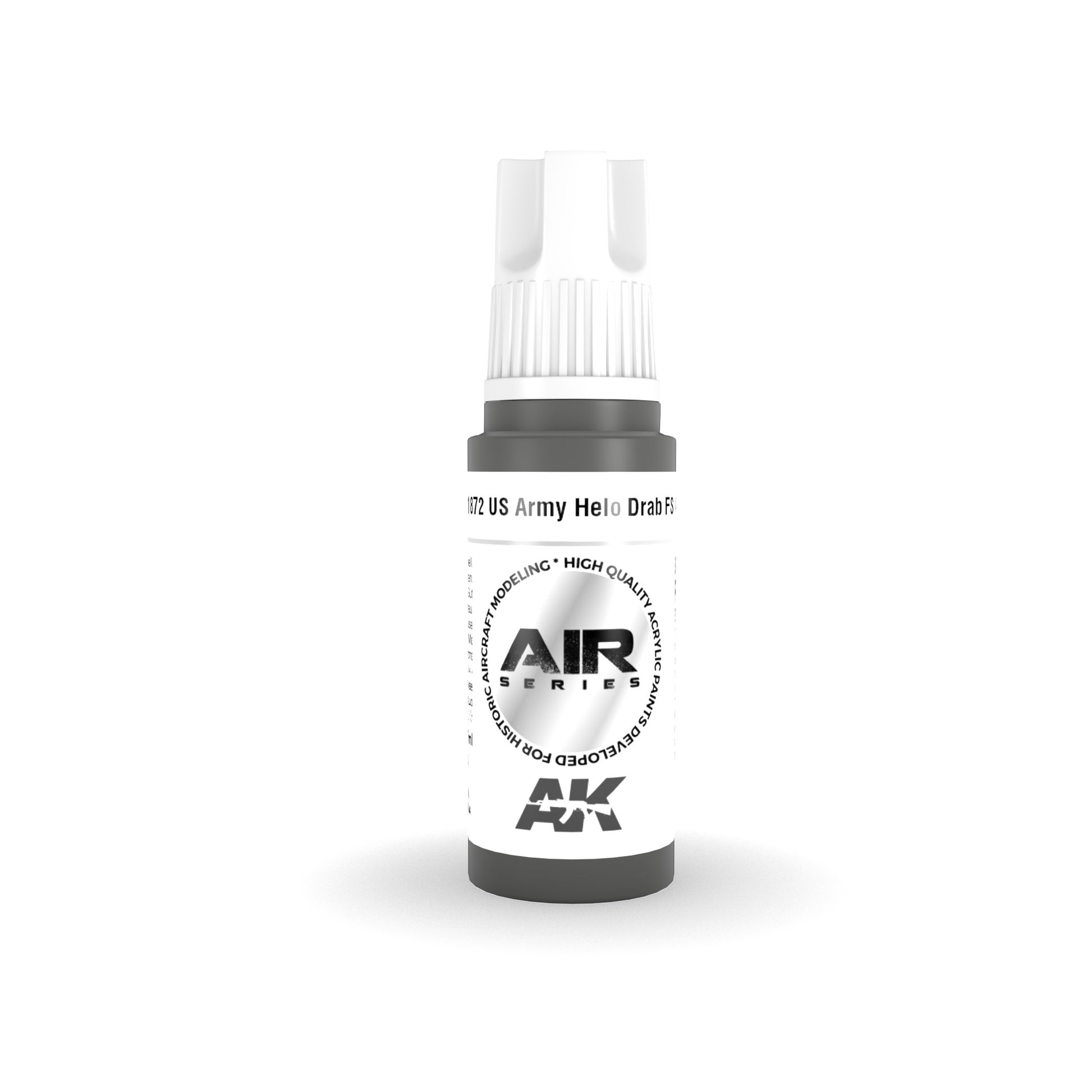 A dark gray AK Interactive model paint bottle for US Army helicopters