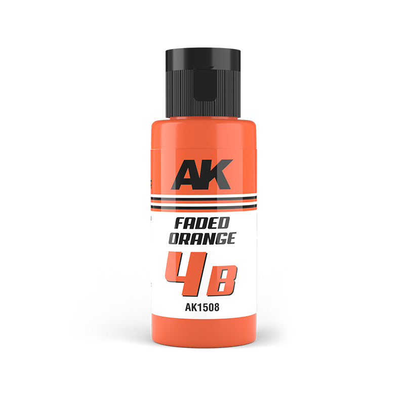 Orange AK brand paint bottle, black cap, labeled 'FADED ORANGE 4B AK1508'