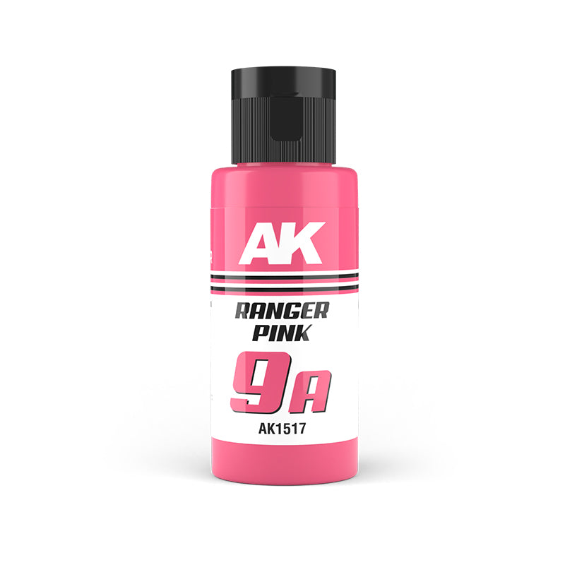 A pink AK paint bottle with a black cap, labeled "Ranger Pink 9A" and "AK1517"