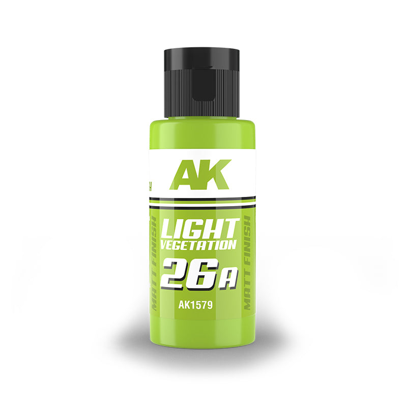A light green bottle of AK "LIGHT VEGETATION" matt finish paint