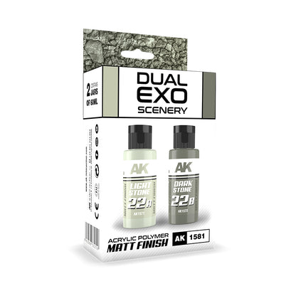 AK Interactive Dual Exo Scenery Set 2x60ml - 22A Light Stone and 22B Dark Stone - Good Games