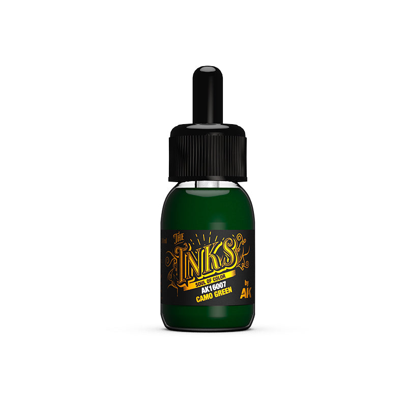 Dark green AK "The Inks" Camo Green ink dropper bottle
