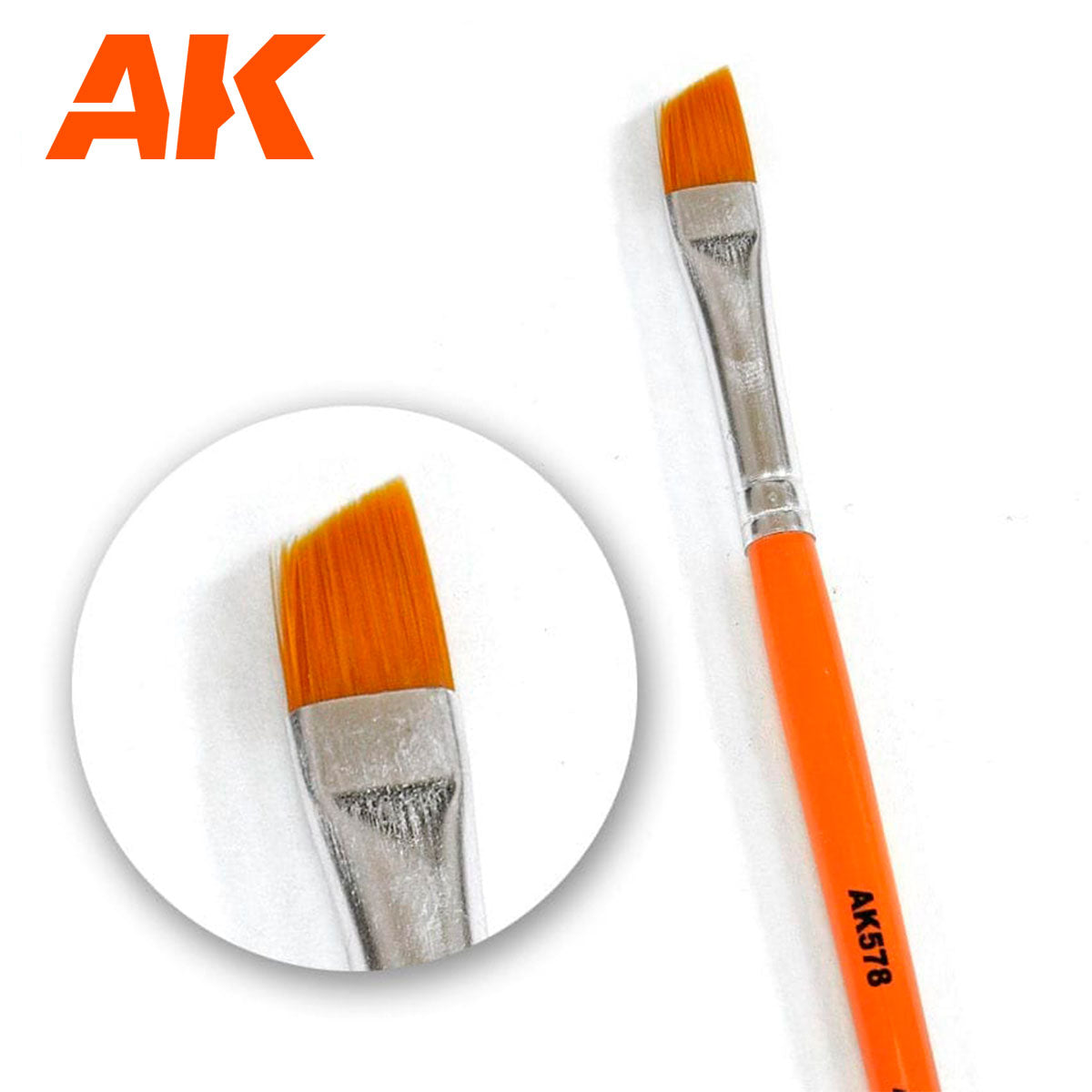 Ak Interactive Brushes Weathering Brush Diagonal with ferrule zoomed in