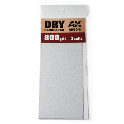 Packaged AK Dry Sandpaper, 800 grit, 3 units