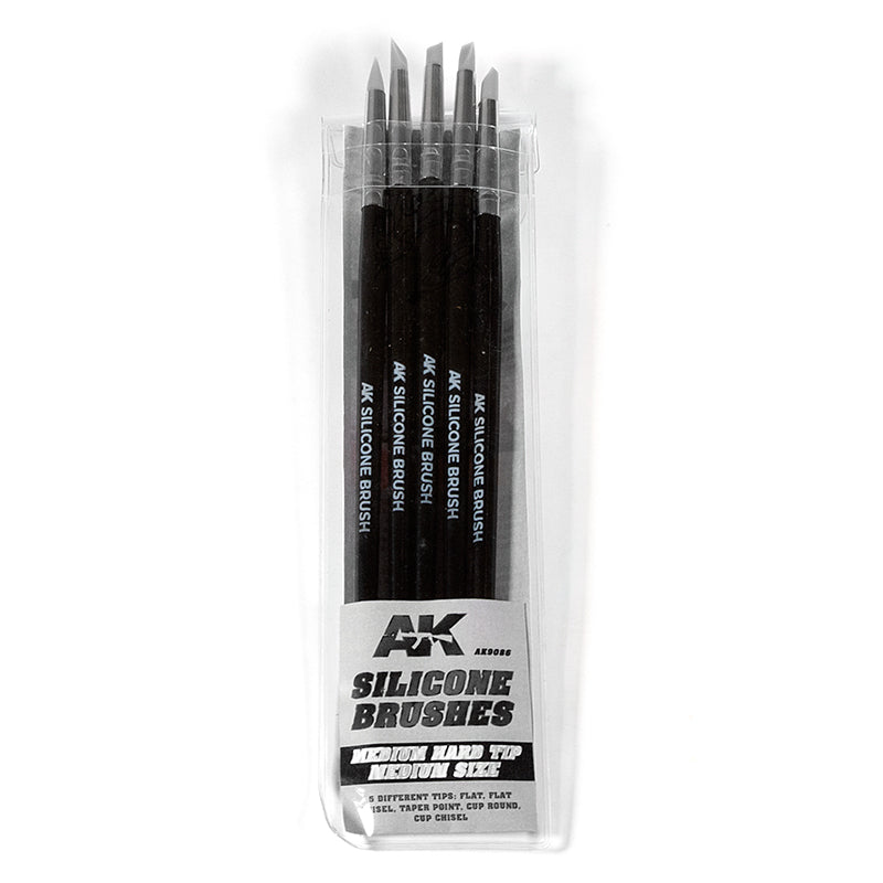 AK Interactive Silicone Brushes Medium Hard Tip - 5 Piece Set - Good Games