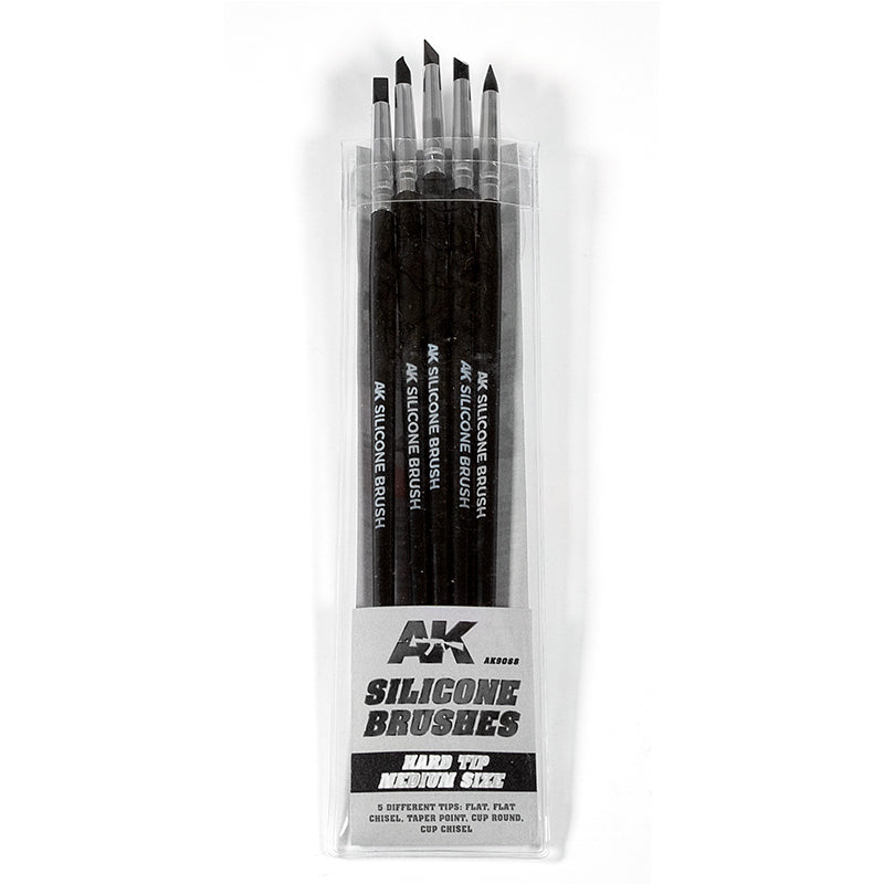 Ak Interactive Hard Tip Medium Silicone Brushes 5-Piece Set - Good Games