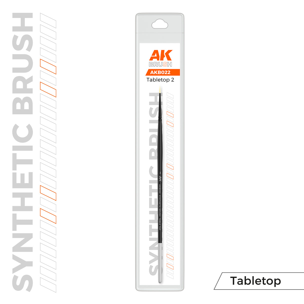 An AK Brush AKB022 Tabletop 2 synthetic brush in clear retail packaging