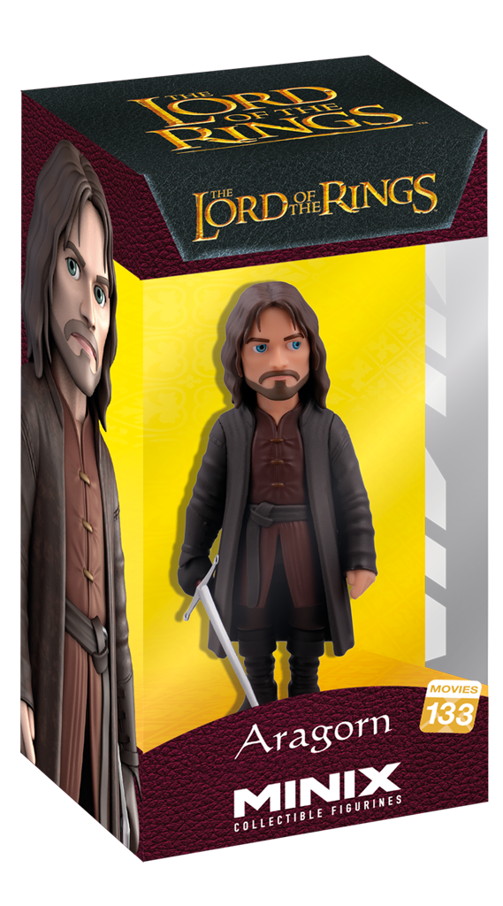 Minix The Lord of the Rings Aragorn collectible figurine number 133 in a protective window box