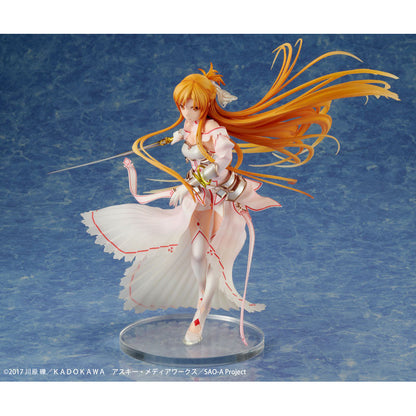 Side view of Asuna Stacia figure with outstretched arm and flowing dress