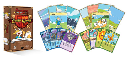 Adventure Time Card Wars: Fionna vs. Cake collector's pack box and scattered game cards