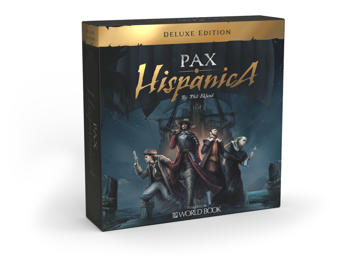 3D box image of Pax Hispanica Deluxe Edition featuring historical Caribbean-themed artwork