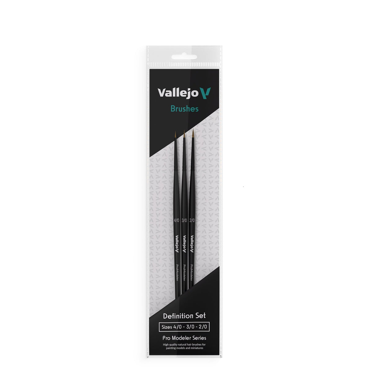 Vallejo Brushes - Pro Modeler - Definition Set - Natural Hair (Sizes 4/0, 3/0 &amp; 2/0)