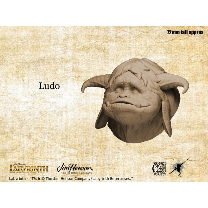 A 3D model of Ludo's head from Labyrinth, a light-colored creature with large pointed horns