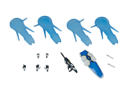 Sci-fi model accessories: Four blue energy effects, rifle, shield, and interchangeable hands