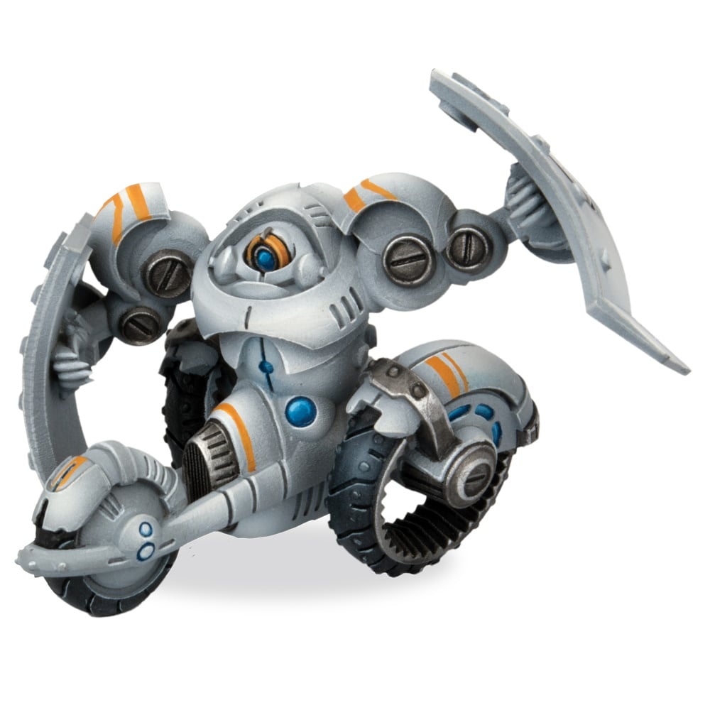 Barricade miniature shown in isolation with bulky, robotic design and heavy armor plating