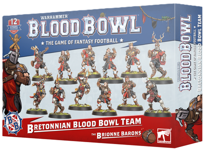Box for Warhammer Blood Bowl: Bretonnian Team (Brionne Barons), showing 12 miniature fantasy football players