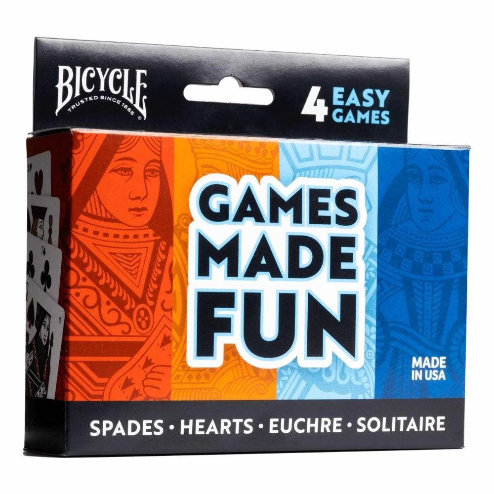 Bicycle 4 Games Pack - Hearts Spades Euchre and Solitaire - Good Games