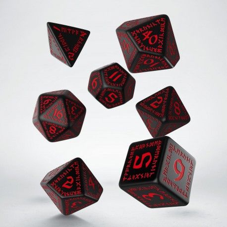 Q Workshop - Black &amp; Red Runic Dice Set (7)