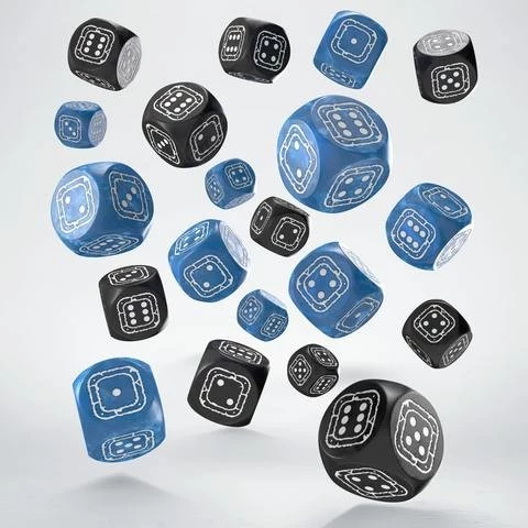 Q Workshop - Fortress Compact - Black & Blue D6 Set - Good Games