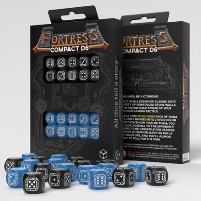 Q Workshop - Fortress Compact - Black & Blue D6 Set - Good Games