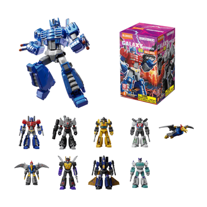 Transformers Galaxy Version 06 - The Amazing Miracle Blokees Figures - 9 In 1 Blind Box Display