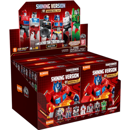 Transformers Shining Version 01 - Shining Attack (Luminous Eyes & Chest) Blokees Figures - 6 In 1 Figures:grimlock,sideswipe,beachcomber,soundwave,sunstorm, Reproduction Of The 1986 Optimus Prime Toy Secret Figure: Optimus Blind Box Display