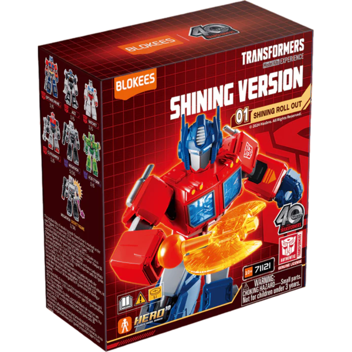 Transformers Shining Version 01 - Shining Attack (Luminous Eyes & Chest) Blokees Figures - 6 In 1 Figures:grimlock,sideswipe,beachcomber,soundwave,sunstorm, Reproduction Of The 1986 Optimus Prime Toy Secret Figure: Optimus Blind Box Display