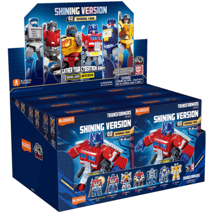 Transformers Shining Version 02 - Shining 1985 (Luminous Eyes & Chest) Blokees Figures - 6 In 1 Blind Box Display