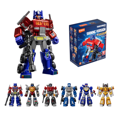 Transformers Shining Version 02 - Shining 1985 (Luminous Eyes & Chest) Blokees Figures - 6 In 1 Blind Box Display