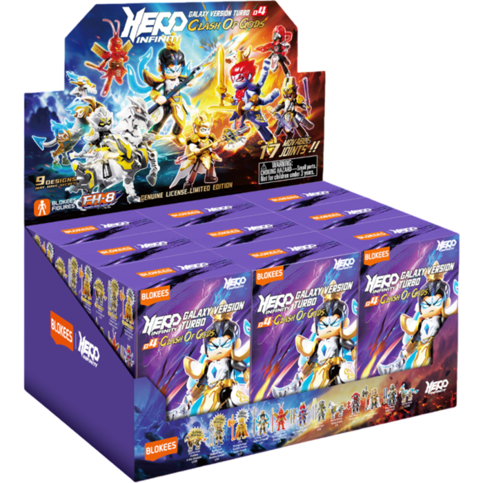 Blokees Figures - Hero Infinity 85029 - Galaxy Version Tubro 04 - Clash Of Gods - 9 In 1 Blind Box Display